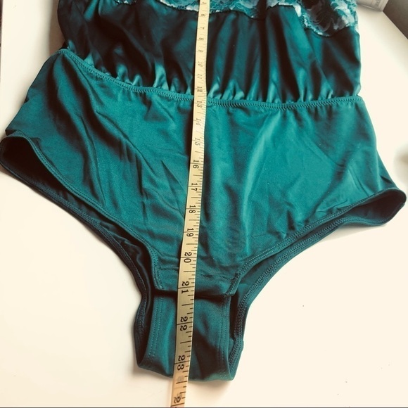 Auden Women's Square Neck Bodysuit Floral Laca Teal Size S - Picture 14 of 16